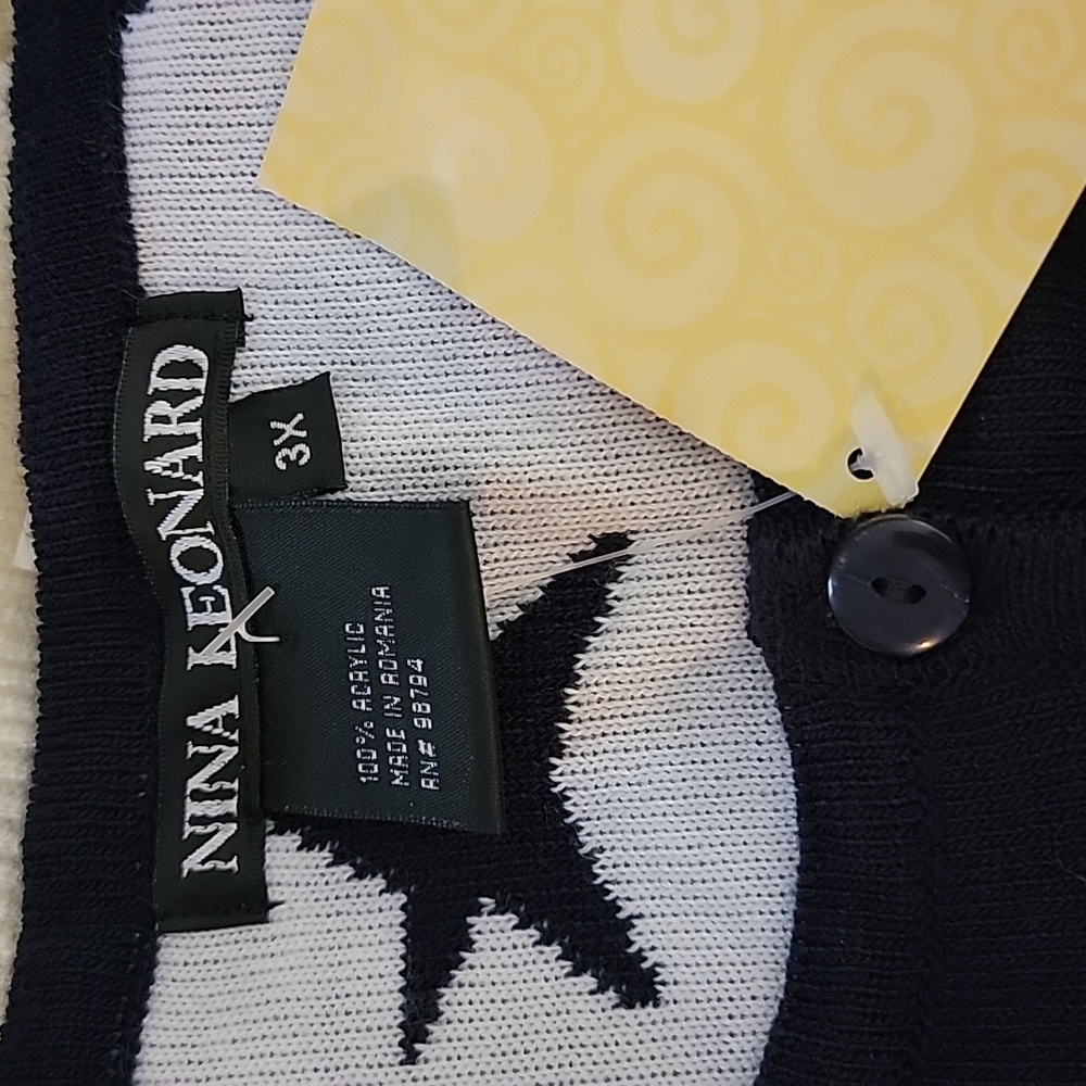 Nina Leonard Knit Carigan Navy & Stars - Picture 3 of 3